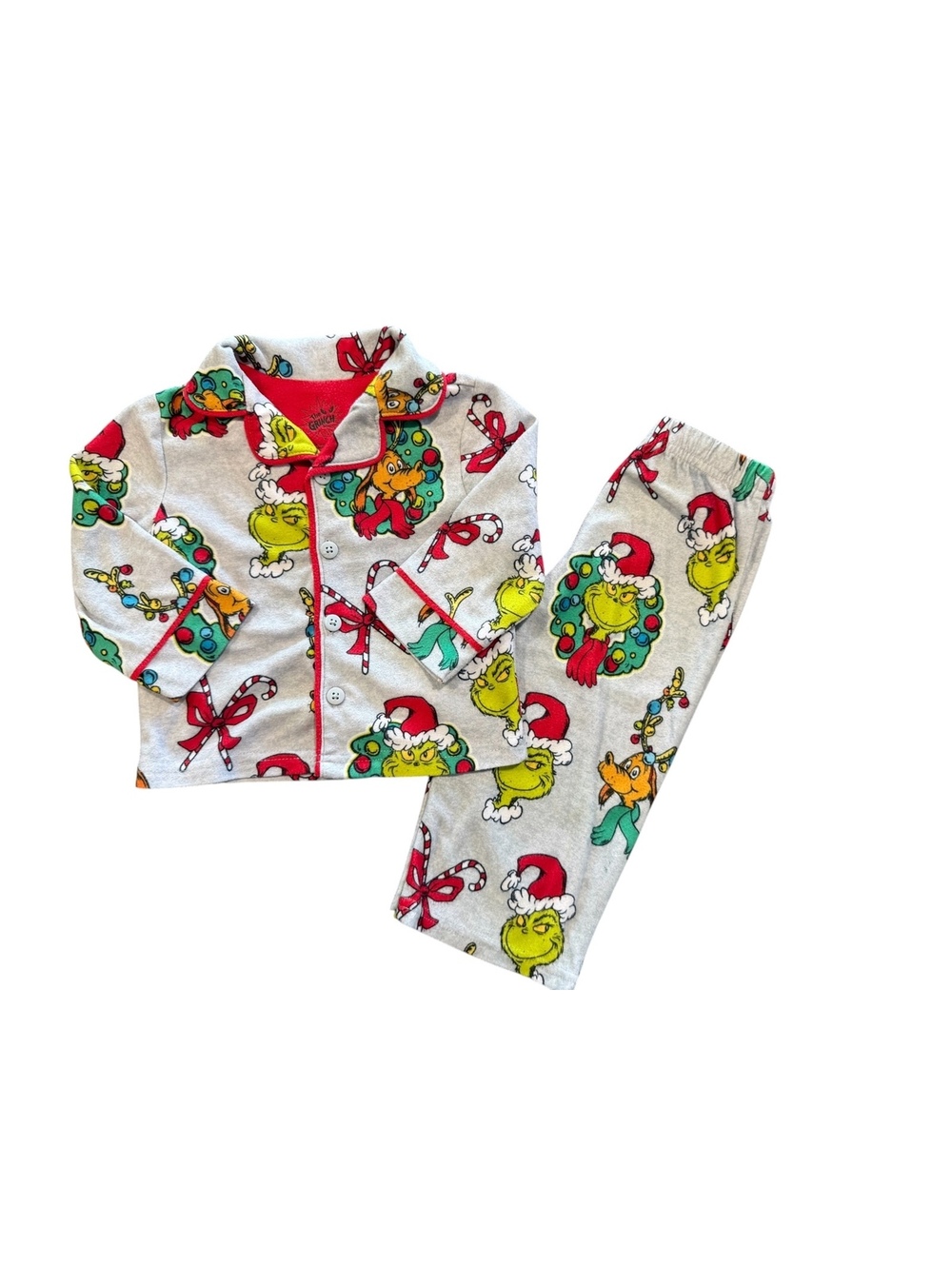 The Grinch Toddler Pajama Set 18M Christmas Holiday Fleece Pants and Shirt